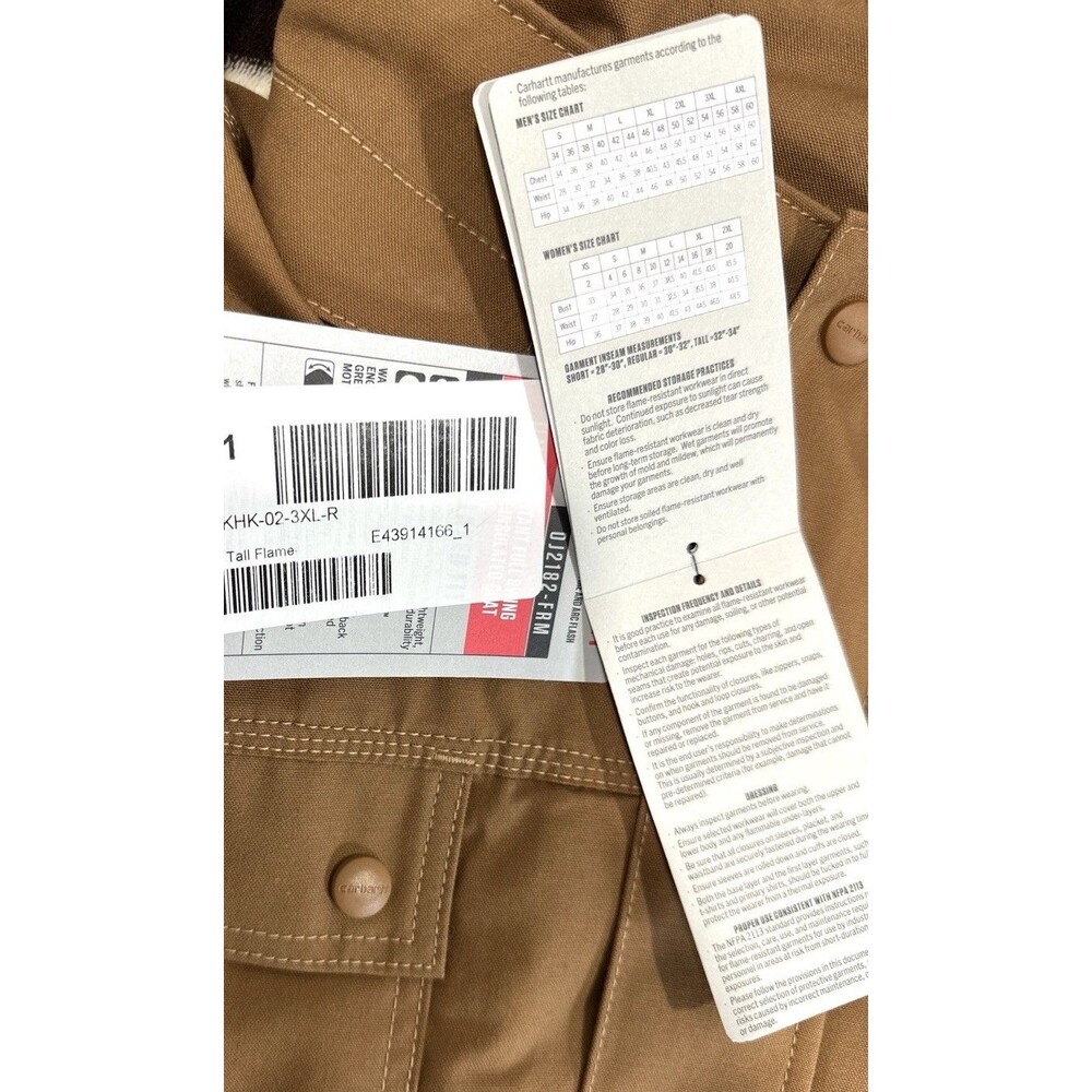 Carhartt 102182 Flame Resistant Full Swing Quick Duck Coat 3XL Reg CAT 3 Brown - Picture 11 of 13